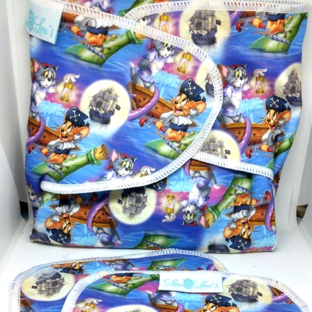 Tom an Jerry cloth diaper preflat